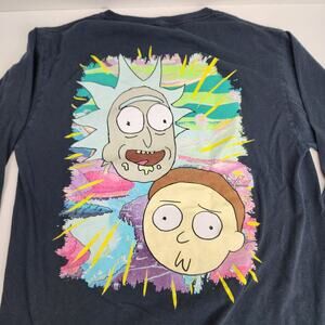 Rick and Morty Dual Sided (Adult Swim) Black Long Sleeve Shirt Men's Size S
